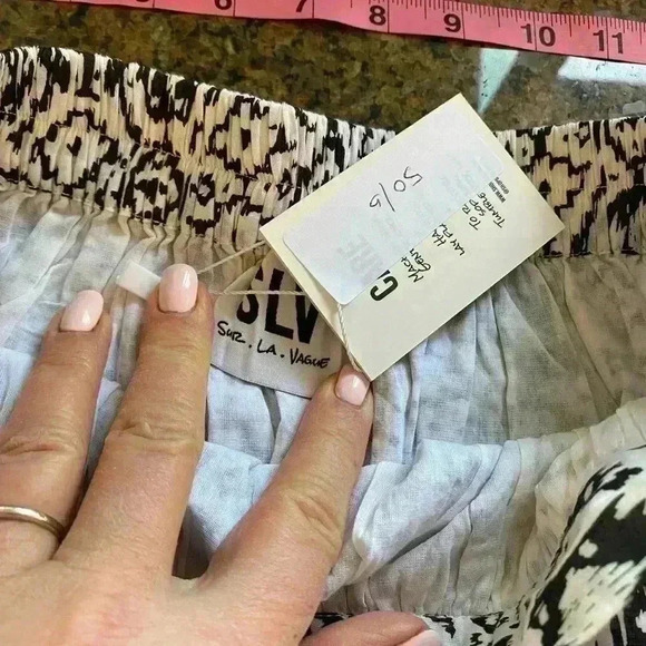 Sur‎ La Vague Womens Black White Egyptian Print Elastic Waist Celeste Mini Skirt - Picture 6 of 16